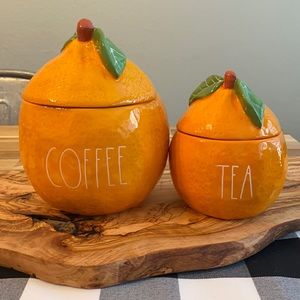 Rae Dunn Orange Coffee and Tea Canisters NWT